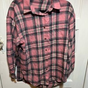 Pink Plaid Button-Up Shirt